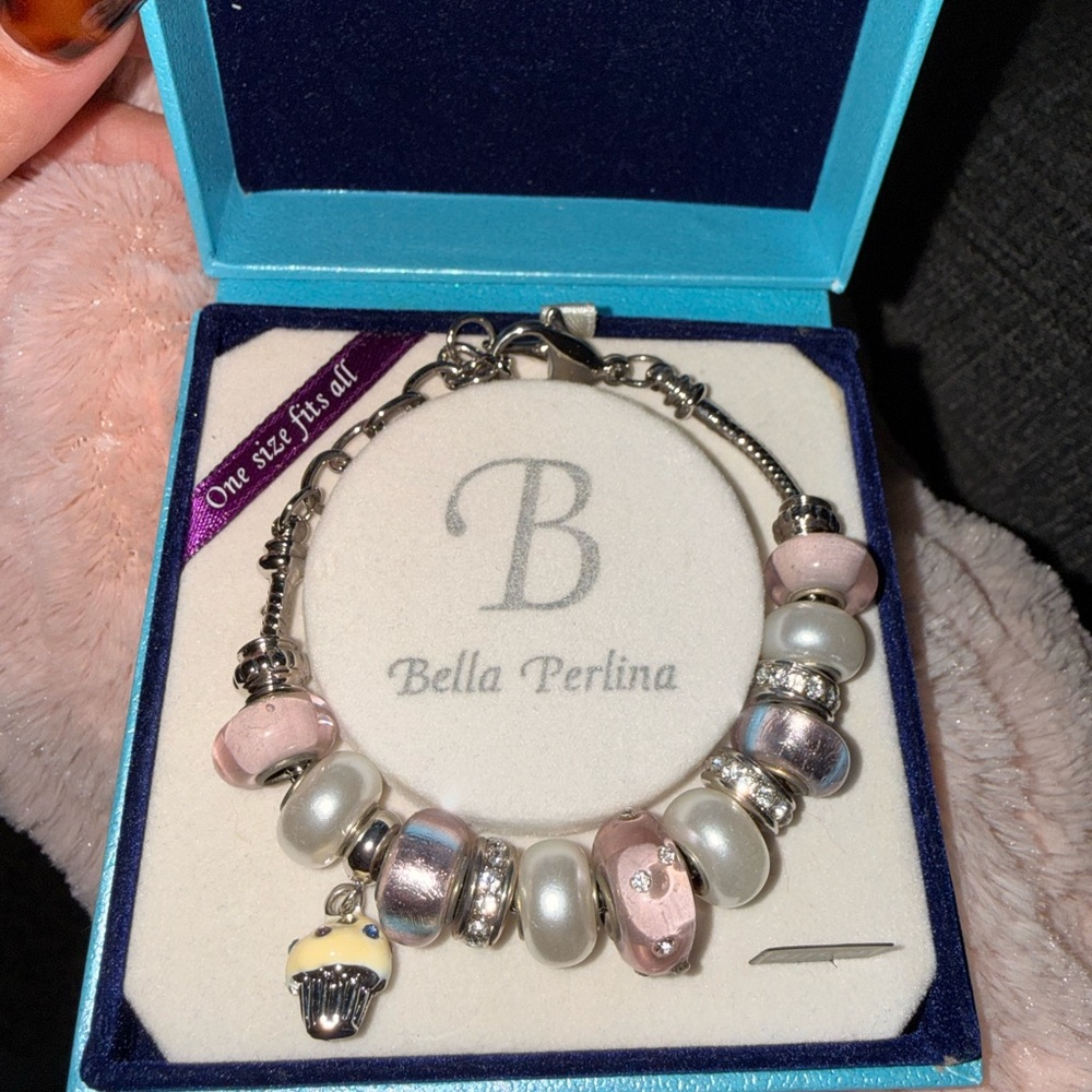 Bella Perlina Pink and Silver Beaded Bracelet